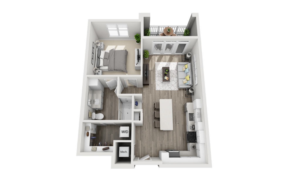 Atwood  - 1 bedroom floorplan layout with 1 bathroom and 771 square feet (3D)