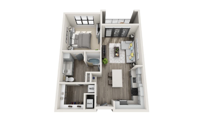 Avondale - 1 bedroom floorplan layout with 1 bathroom and 791 square feet