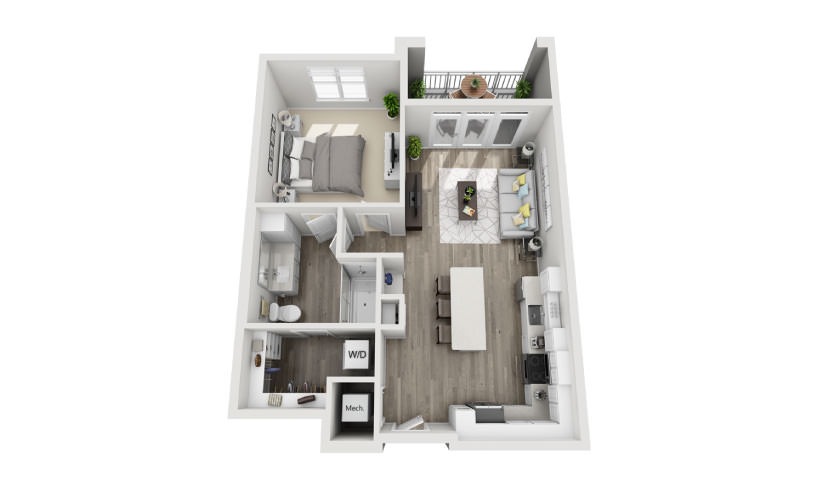 Atwood  - 1 bedroom floorplan layout with 1 bathroom and 771 square feet